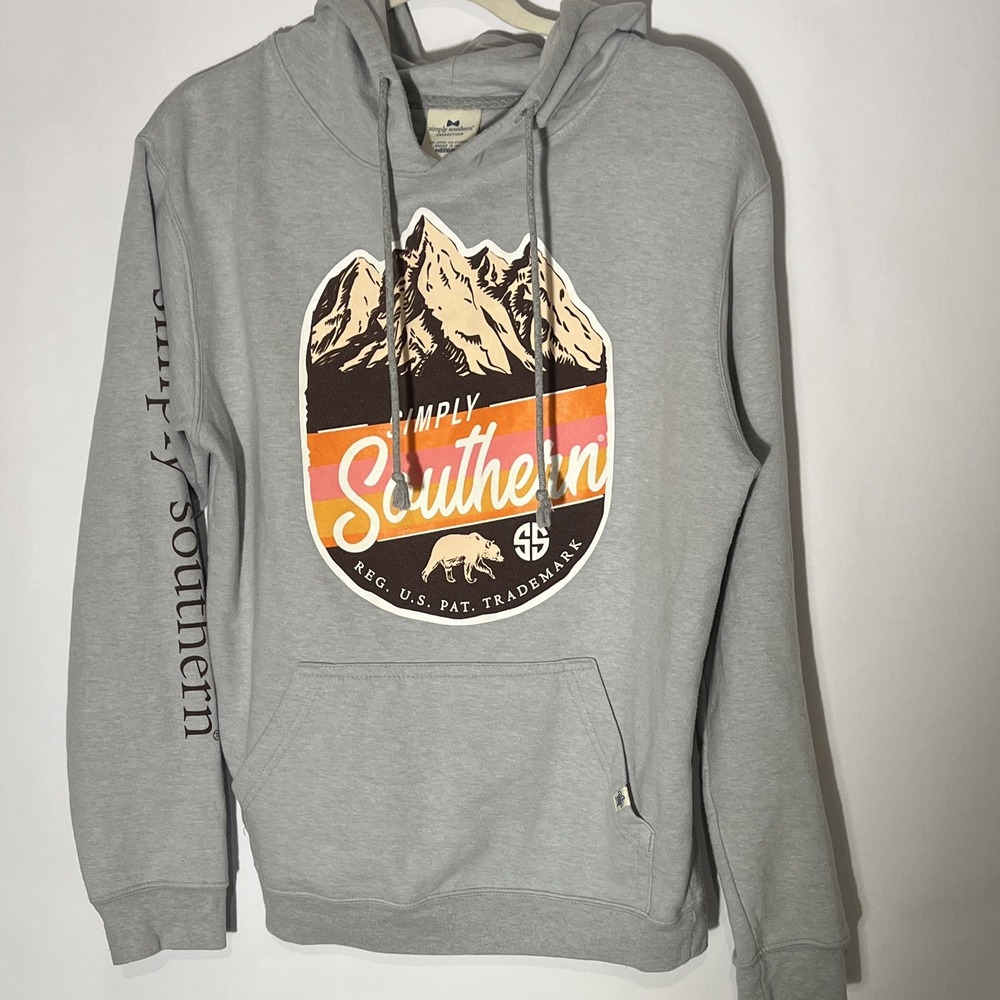 Simply Southern Outdoor Jeep Adventure Gray Graphic Pullover Hoodie Medium